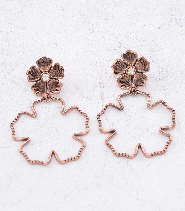 EARRINGS :: TRENDY EARRINGS :: Wholesale Western Flower Post Dangle Earrings