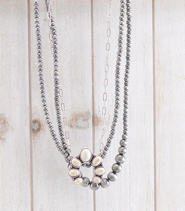 NECKLACES :: WESTERN SQUASH BLOSSOM NECKLACES :: Wholesale Squash Blossom Layered Neckalce 