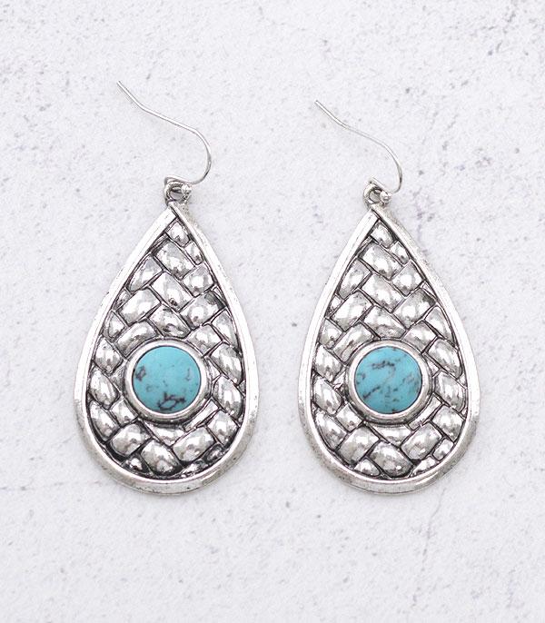 EARRINGS :: WESTERN HOOK EARRINGS :: Wholesale Western Turquoise Teardrop Earrings