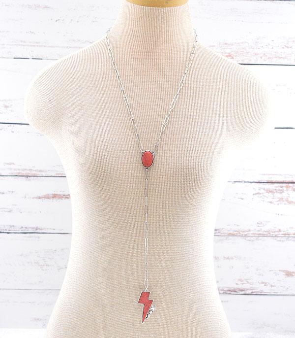 NECKLACES :: TRENDY :: Wholesale Western Lightning Bolt Lariat Necklace