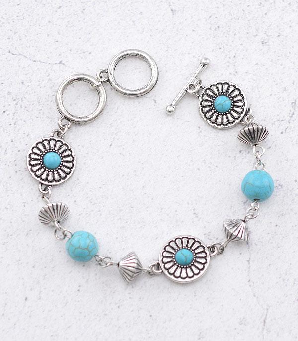 New Arrival :: Wholesale Western Turquoise Concho Toggle Bracelet