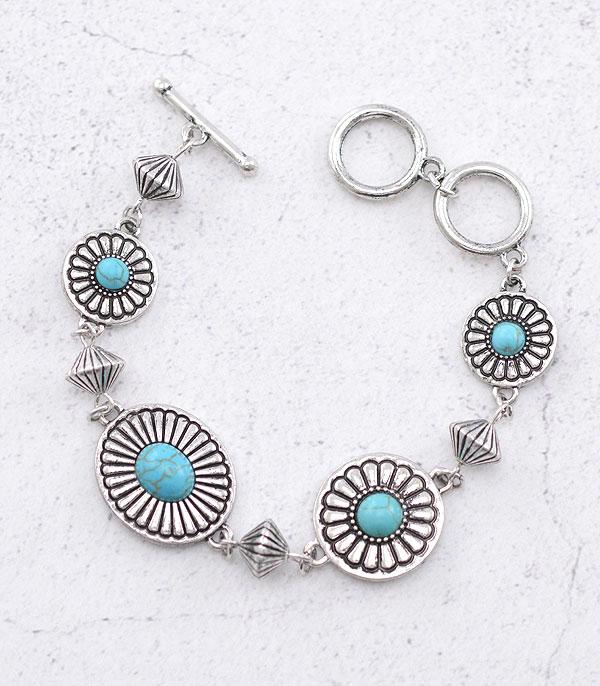 New Arrival :: Wholesale Western Turquoise Concho Toggle Bracelet