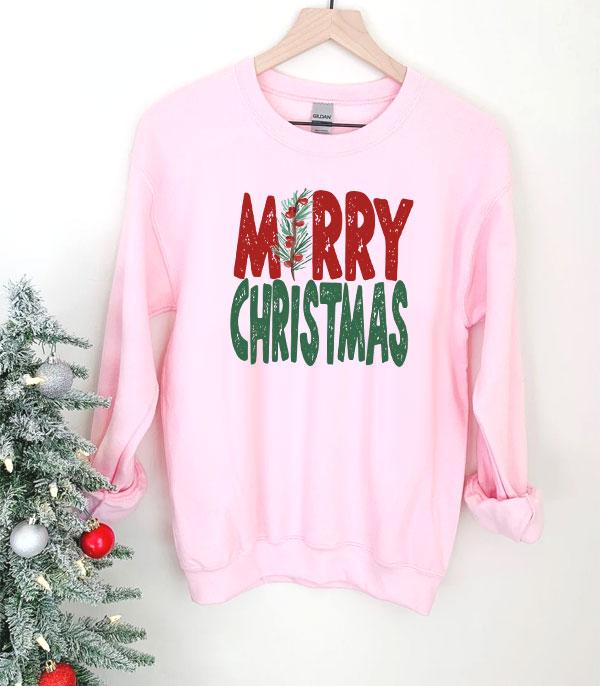 <font color=GREEN>HOLIDAYS</font> :: GRAPHIC TEES :: Wholesale Merry Christmas Pink Sweatshirt