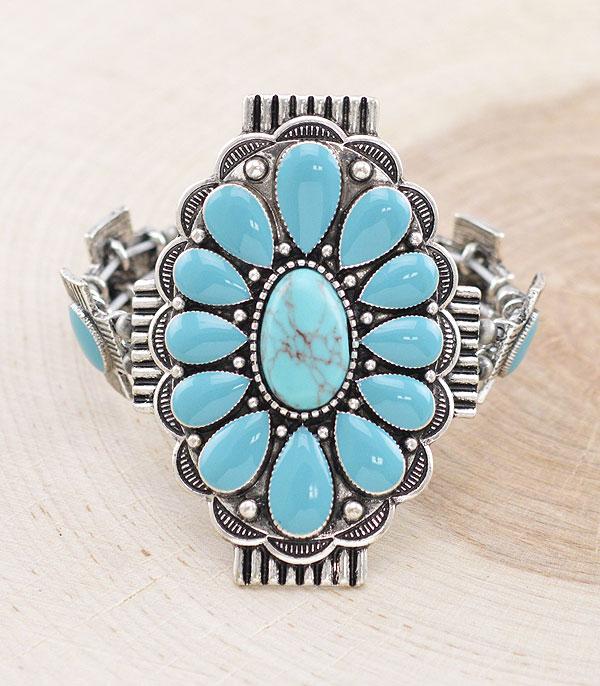 BRACELETS :: STRETCH :: Wholesale Western Turquoise Semi Stone Bracelet