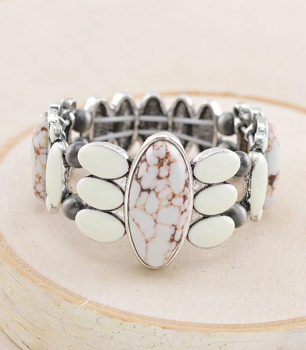 BRACELETS :: STRETCH :: Wholesale Western Semi Stone Chunky Bracelet