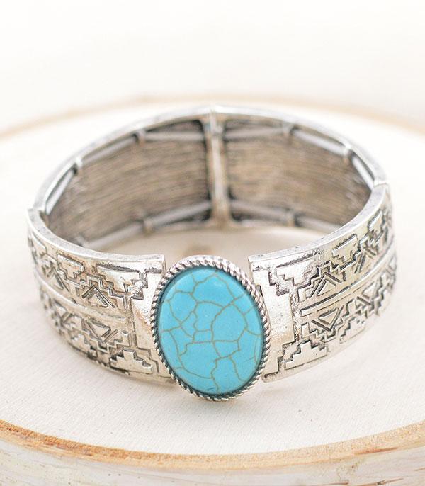 BRACELETS :: STRETCH :: Wholesale Western Turquoise Chunky Bracelet