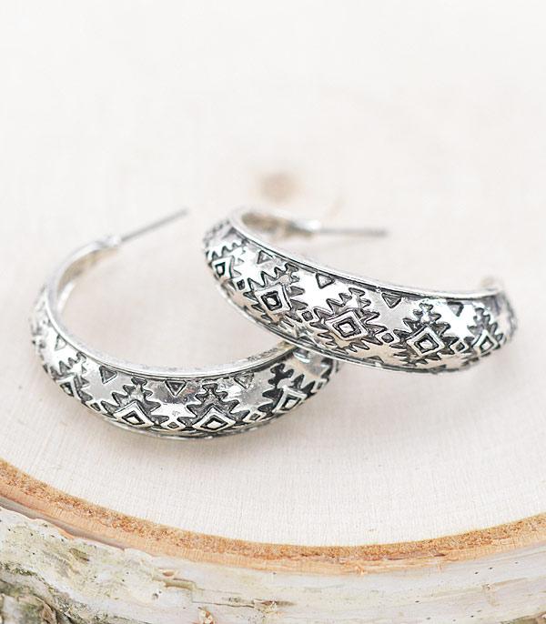 New Arrival :: Wholesale Western Aztec Pattern Hoop Earrings