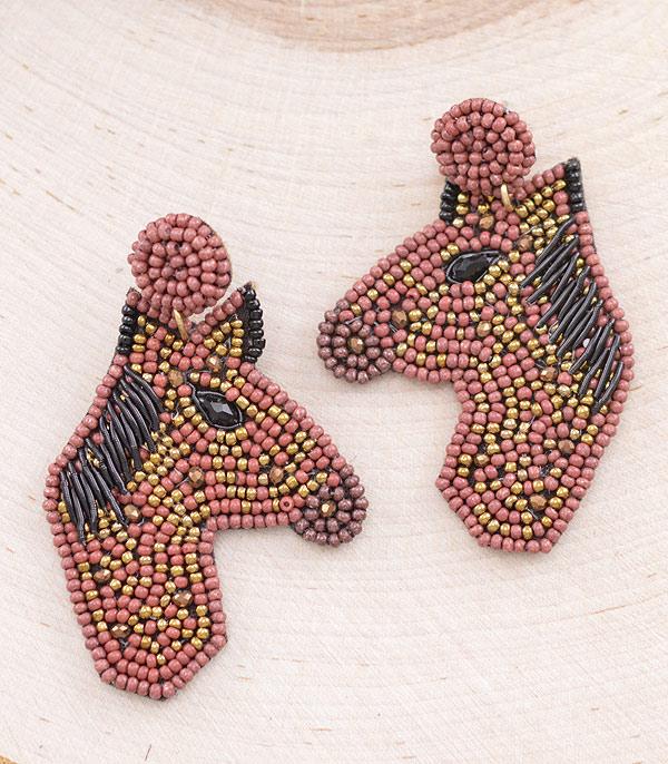 EARRINGS :: TRENDY EARRINGS :: Wholesale Beaded Horse Earrings