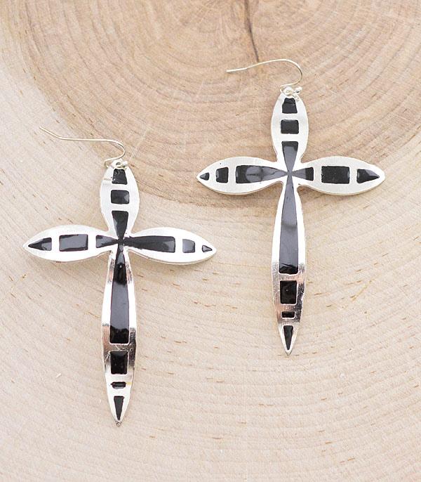 EARRINGS :: WESTERN HOOK EARRINGS :: Wholesale Western Aztec Cross Earrings