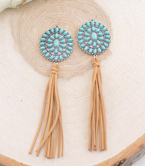 EARRINGS :: WESTERN HOOK EARRINGS :: Wholesale Tipi Western Concho Tassel Earrings