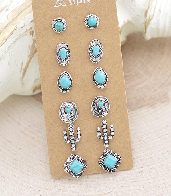 WHAT'S NEW :: Wholesale Tipi Turquoise Stud Earrings Set