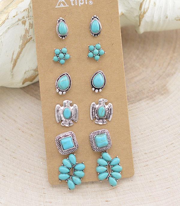 New Arrival :: Wholesale Tipi Turquoise Set Earrings