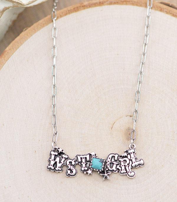 NECKLACES :: CHAIN WITH PENDANT :: Wholesale Western Cowgirl Letter Necklace