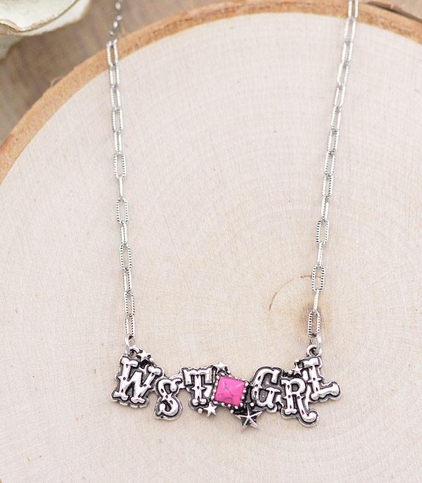 NECKLACES :: CHAIN WITH PENDANT :: Wholesale Western Cowgirl Letter Necklace