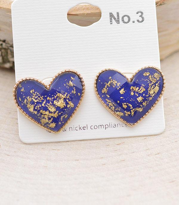 EARRINGS :: POST EARRINGS :: Wholesale Gold Flake Heart Earrings