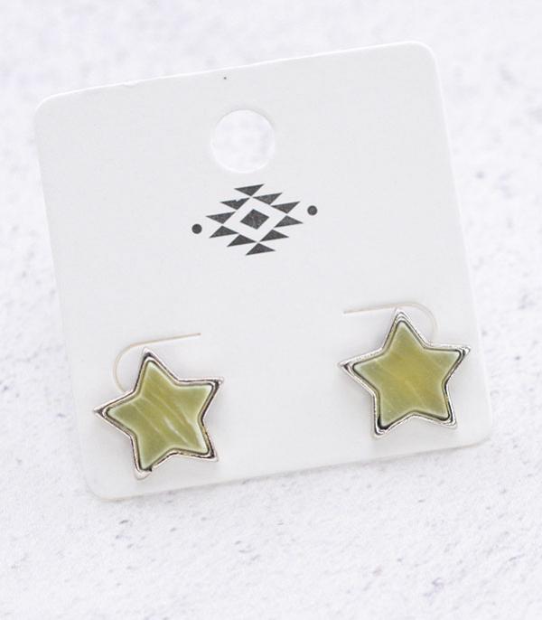 EARRINGS :: POST EARRINGS :: Wholesale Western Semi Stone Star Earrings