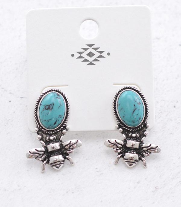 EARRINGS :: WESTERN POST EARRINGS :: Wholesale Western Turquoise Bee Earrings