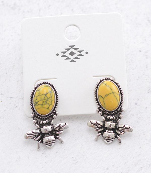 EARRINGS :: WESTERN POST EARRINGS :: Wholesale Semi Stone Bee Stud Earrings