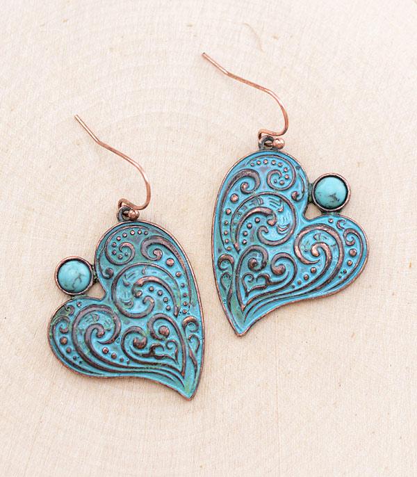 EARRINGS :: WESTERN HOOK EARRINGS :: Wholesale Western Scroll Heart Earrings