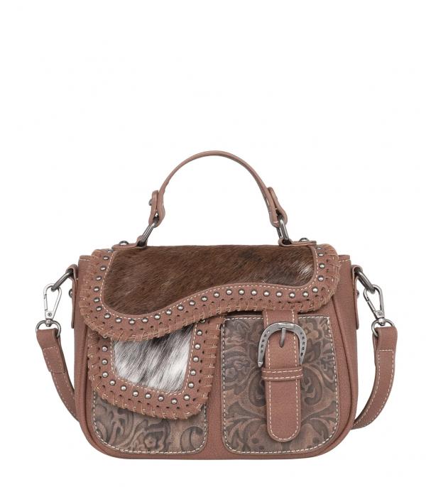 New Arrival :: Wholesale Trinity Ranch Cowhide Saddle Shape Bag