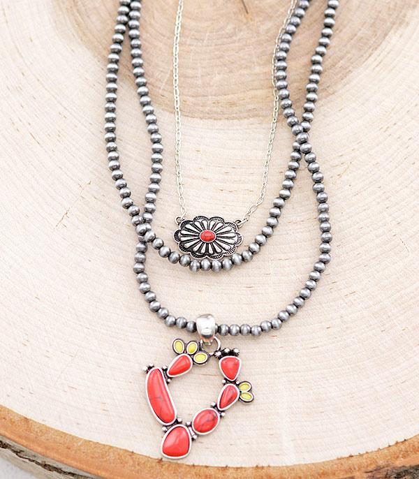 NECKLACES :: WESTERN TREND :: Wholesale Western Cactus Navajo Layered Necklace