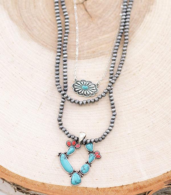 NECKLACES :: WESTERN TREND :: Wholesale Western Cactus Navajo Layered Necklace