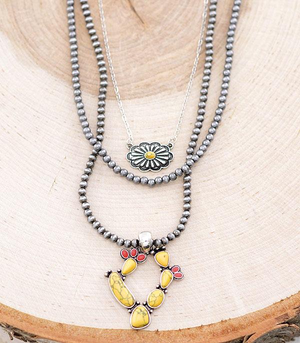 NECKLACES :: WESTERN TREND :: Wholesale Western Cactus Navajo Layered Necklace