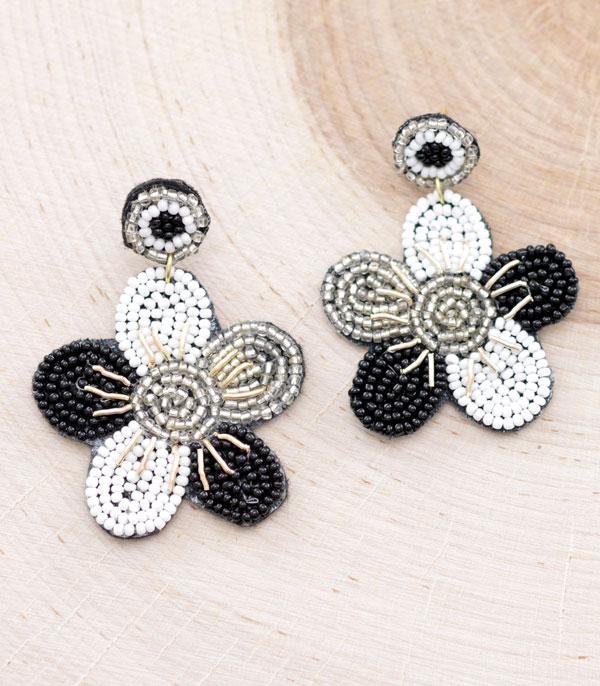 EARRINGS :: TRENDY EARRINGS :: Wholesale Seed Bead Flower Dangle Earrings