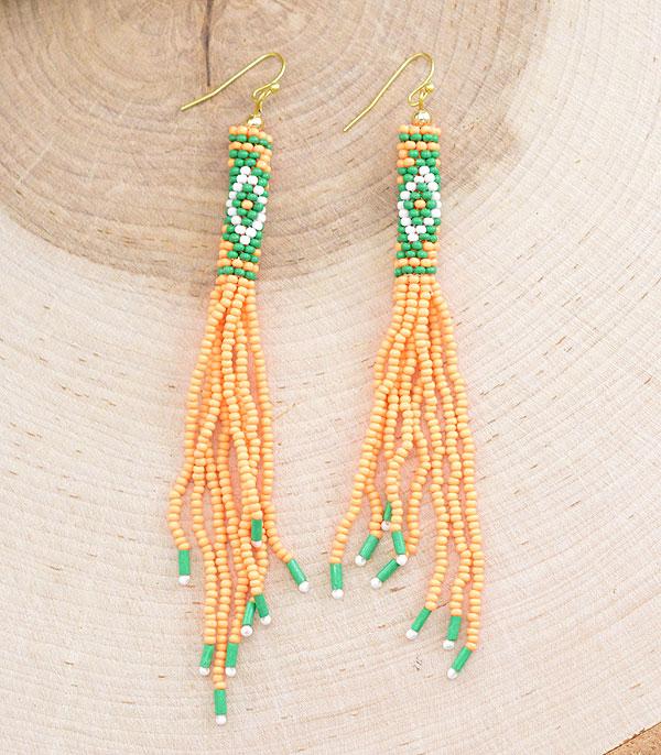 EARRINGS :: TRENDY EARRINGS :: Wholesale Aztec Seed Bead Tassel Earrings