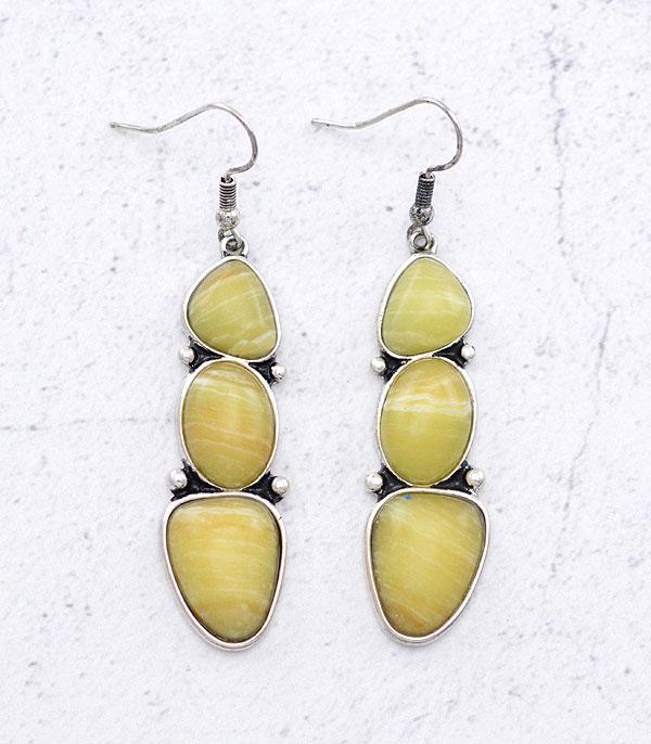 EARRINGS :: WESTERN HOOK EARRINGS :: Wholesale Western Yellow Semi Stone Earrings