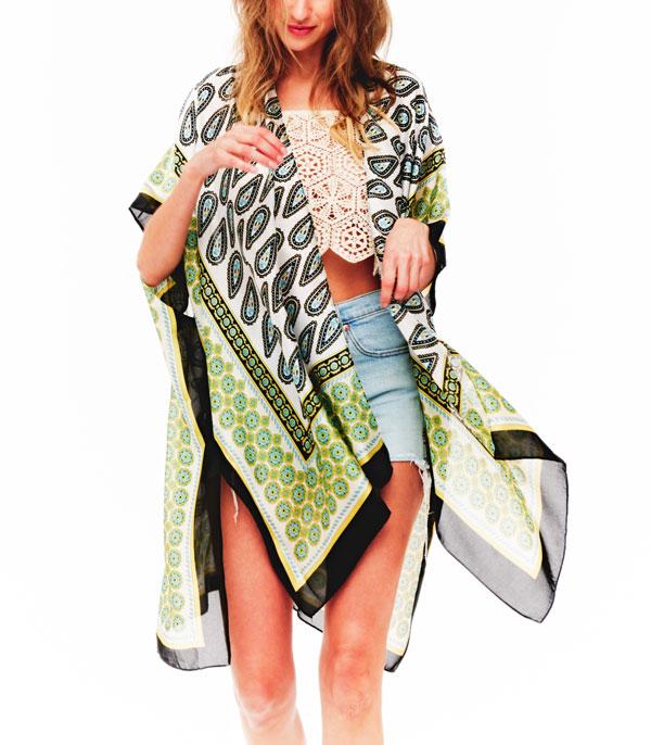 KIMONO I SCARVES :: KIMONO / PONCHO :: Wholesale Paisley Print Silky Kimono