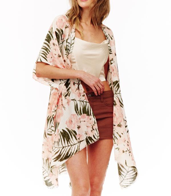 KIMONO I SCARVES :: KIMONO / PONCHO :: Wholesale Floral Print Spring Summer Kimono