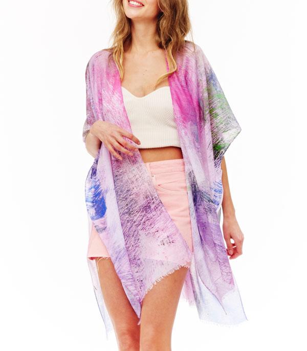 KIMONO I SCARVES :: KIMONO / PONCHO :: Wholesale Soft Brush Stroke Print Kimono