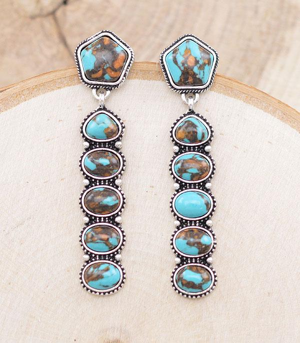 New Arrival :: Wholesale Western Turquoise Drop Earrings