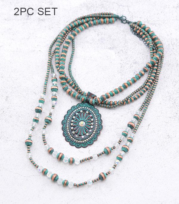 NECKLACES :: TRENDY :: Wholesale Western Concho Navajo Bead Necklace