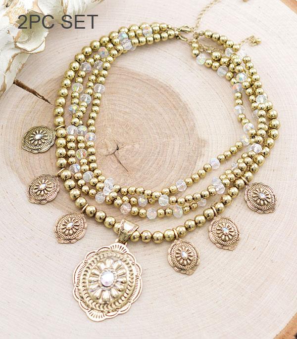 NECKLACES :: WESTERN TREND :: Wholesale Western Concho Necklace Set