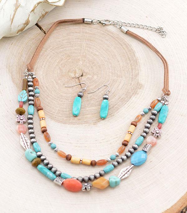 NECKLACES :: WESTERN TREND :: Wholesale Turquoise Semi Stone Necklace Set