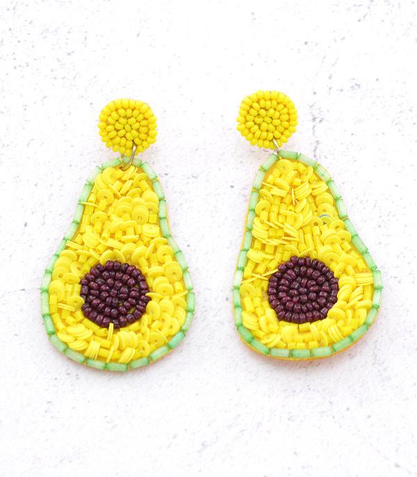 EARRINGS :: TRENDY EARRINGS :: Wholesale Seed Bead Avocado Earrings