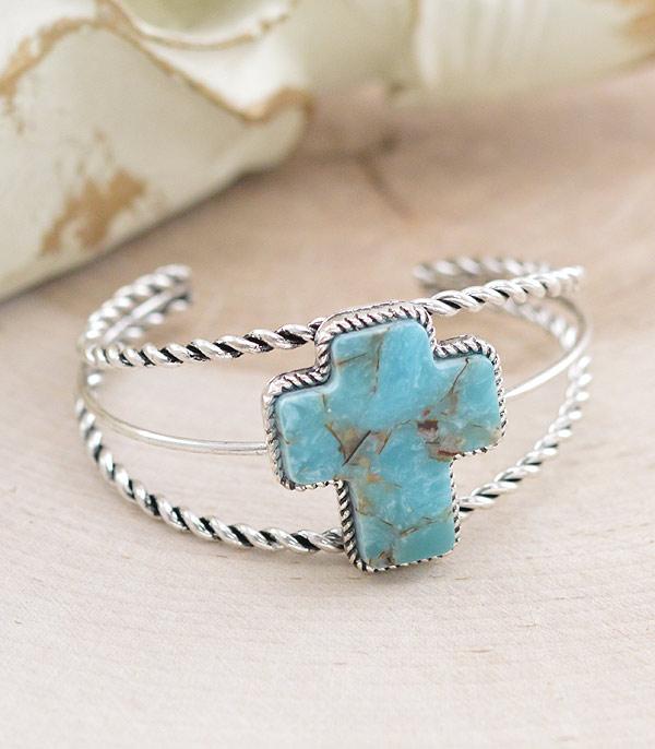 BRACELETS :: CUFF :: Wholesale Western Turquoise Cross Bracelet