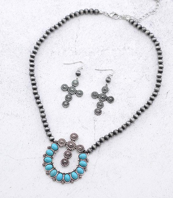 NECKLACES :: WESTERN TREND :: Wholesale Western Turquoise Cross Necklace