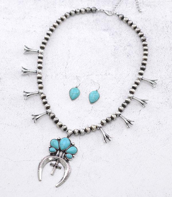 New Arrival :: Wholesale Turquoise Squash Blossom Necklace 