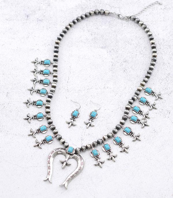 New Arrival :: Wholesale Turquoise Squash Blossom Necklace 