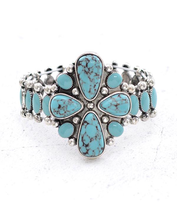 BRACELETS :: STRETCH :: Wholesale Western Turquoise Chunky Bra