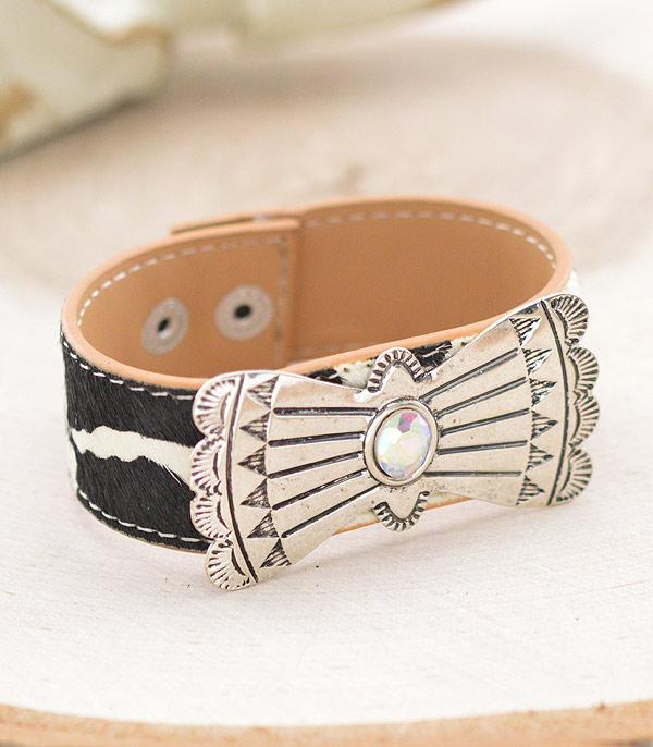 BRACELETS :: LINK :: Wholesale Cowhide Butterfly Concho Bracelet