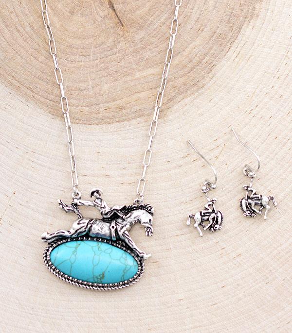 NECKLACES :: CHAIN WITH PENDANT :: Wholesale Western Cowboy Bronco Necklace