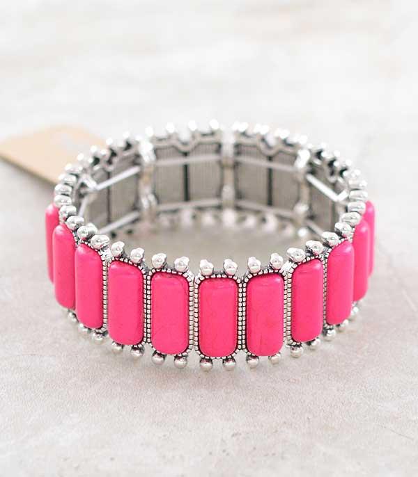 New Arrival :: Wholesale Tipi Western Fuchsia Stone Bracelet