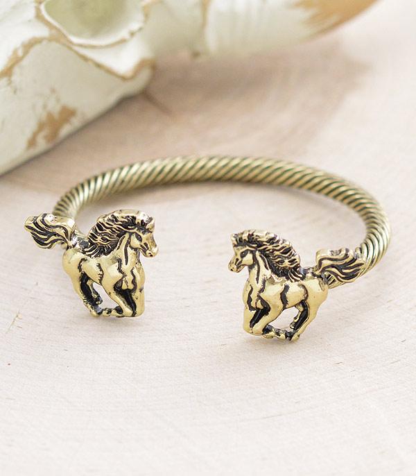 BRACELETS :: CUFF I BANGLE :: Wholesale Western Running Horse Cuff Bracelet