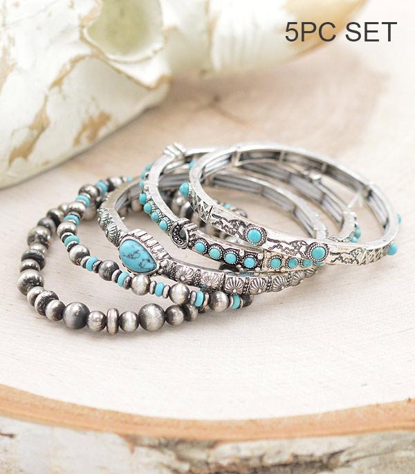 BRACELETS :: STRETCH :: Wholesale Western Turquoise Stackable Bracelet