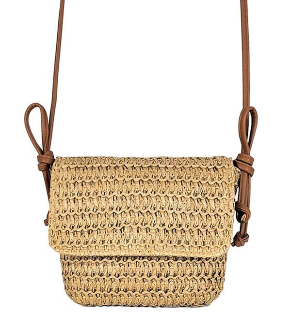 HANDBAGS :: CROSSBODY I CLUTCH BAGS :: Wholesale Summer Straw Crossbody Bag