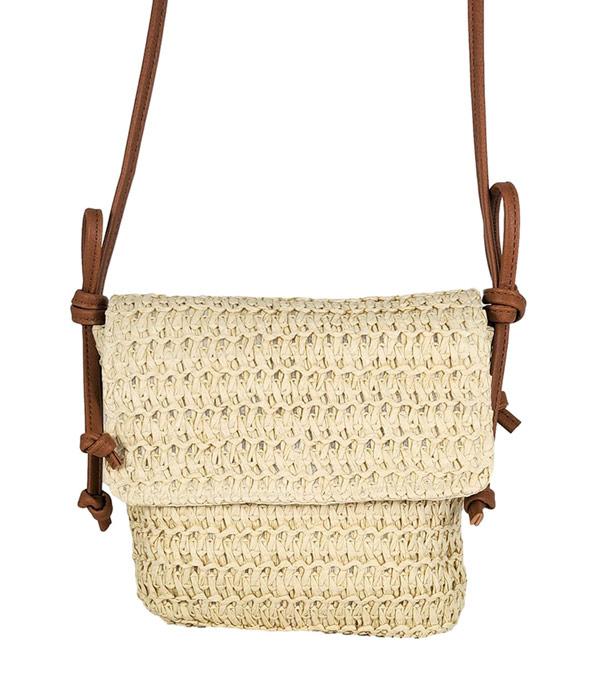 HANDBAGS :: CROSSBODY I CLUTCH BAGS :: Wholesale Summer Straw Crossbody Bag